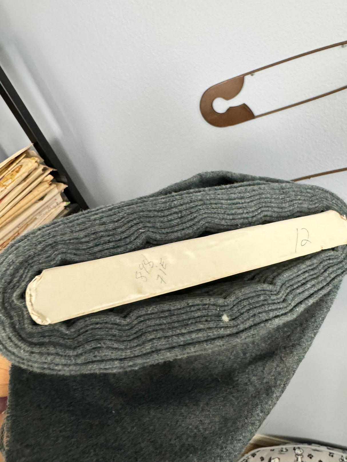 1970’s Blue/Grey Wool-like Fabric - Polyester - BTY (H18)