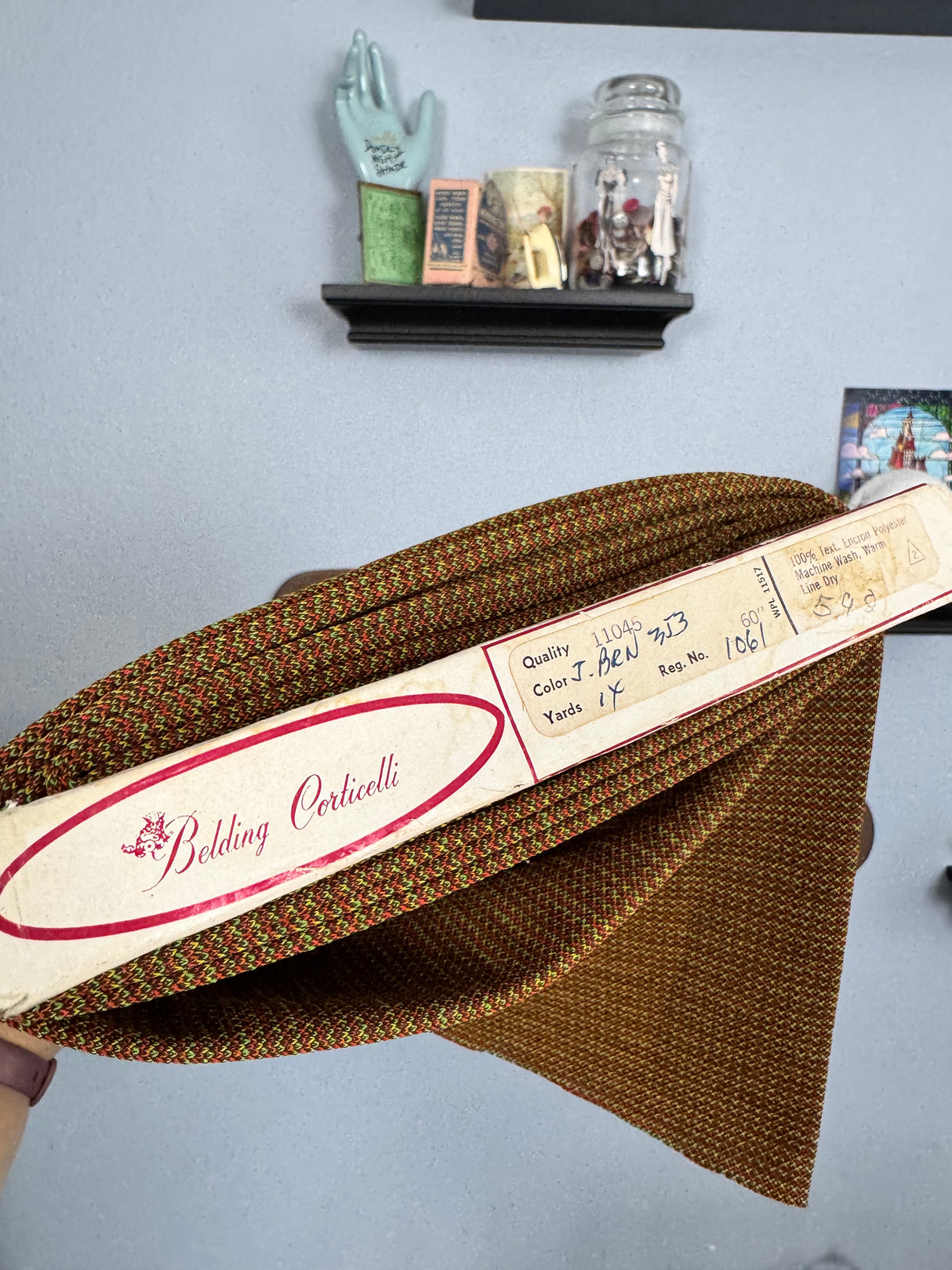 1970’s Brown, Green and Yellow Textured Double Knit Fabric - Polyester (H22)