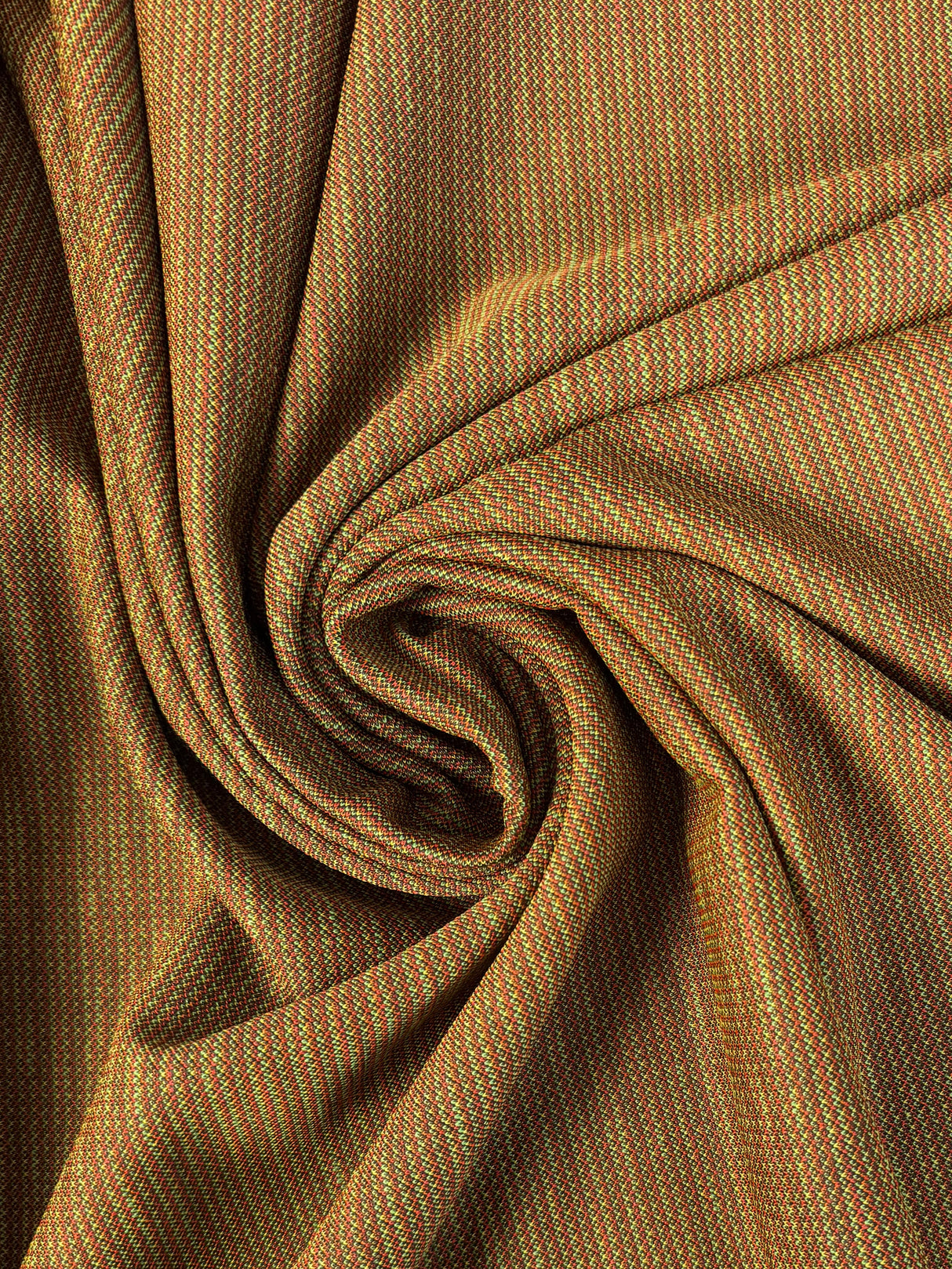 1970’s Brown, Green and Yellow Textured Double Knit Fabric - Polyester (H22)