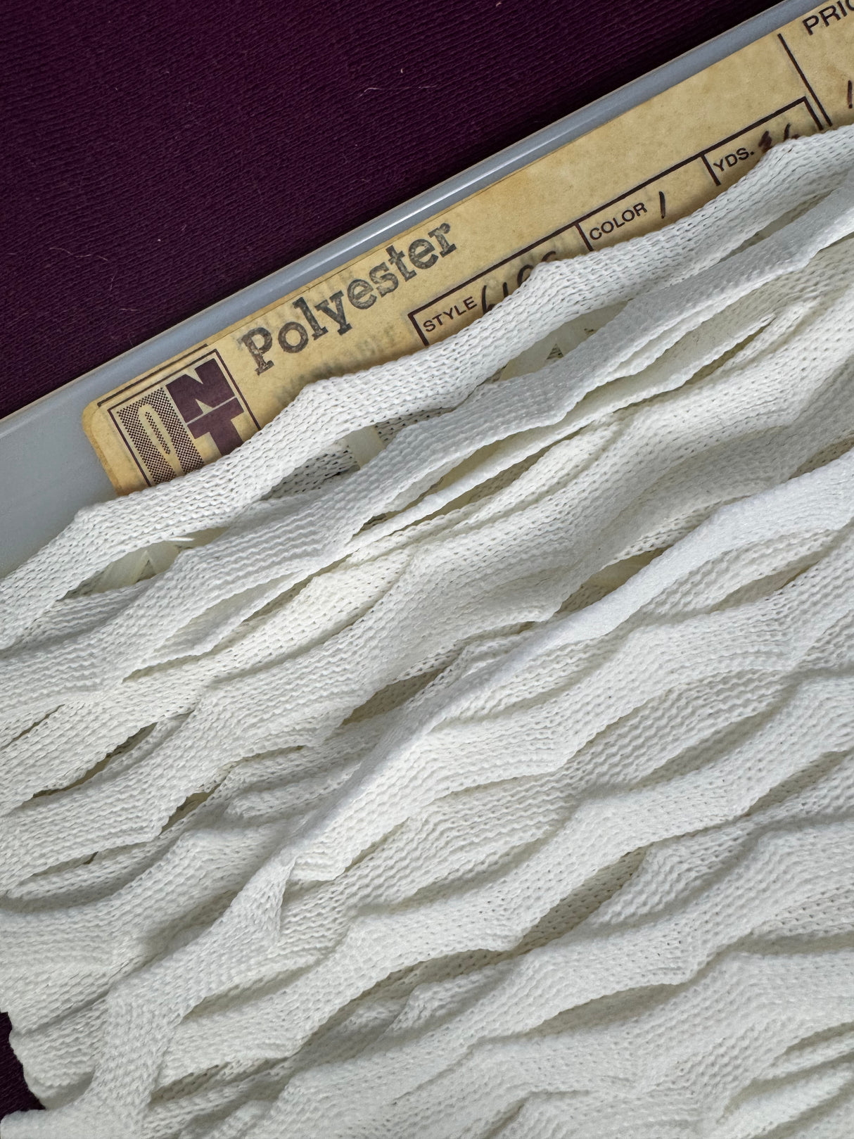 1970’s White Zig Zag Trim - Polyester Stretch - BTY