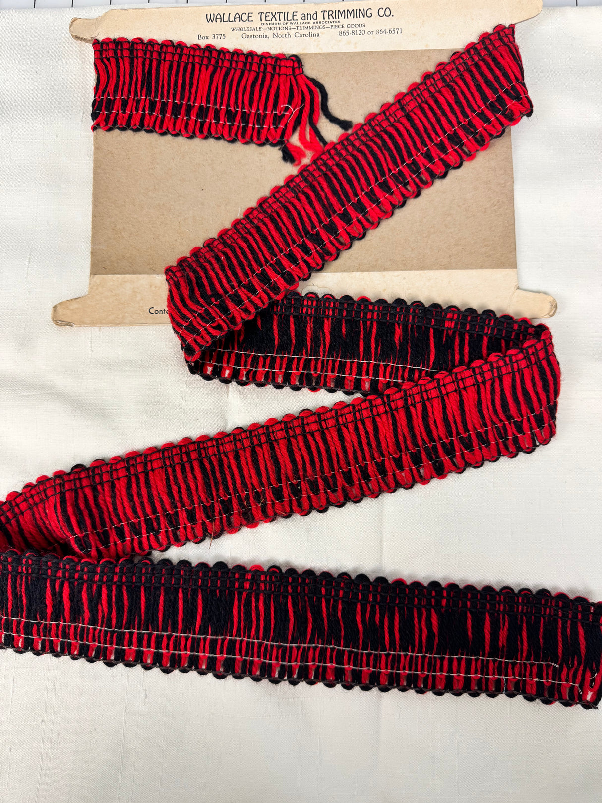 1970's Red and Black Wool Trim