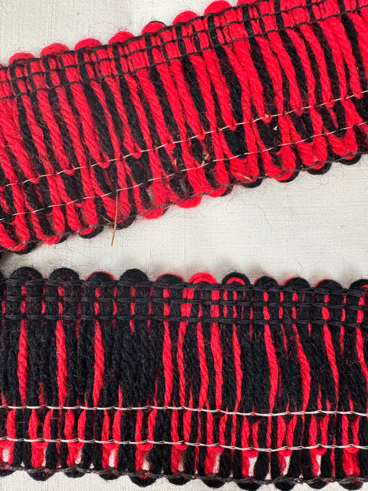 1970's Red and Black Wool Trim