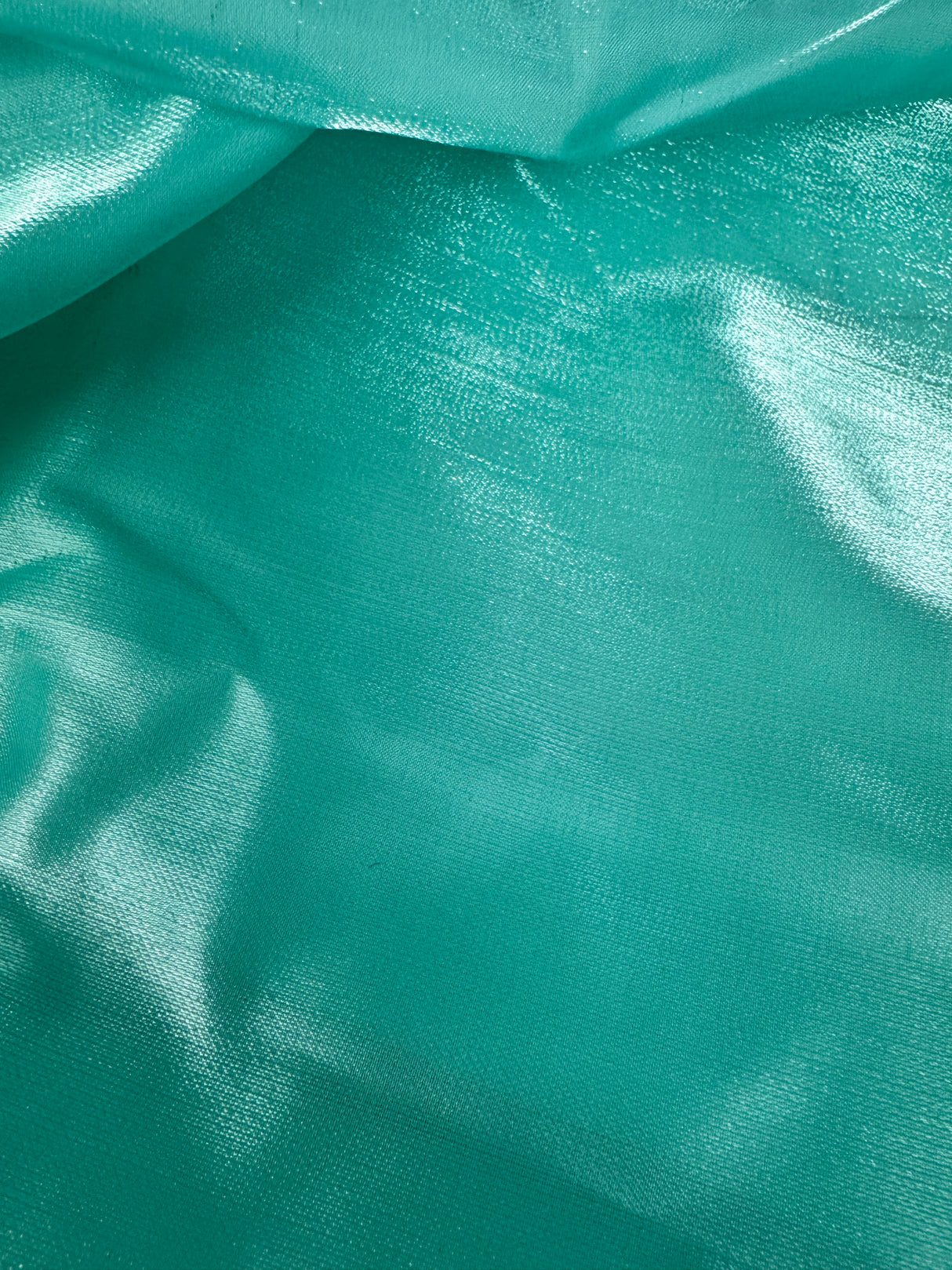 1970’s Aqua Liquid-finish Satin Polyester Fabric - BTY
