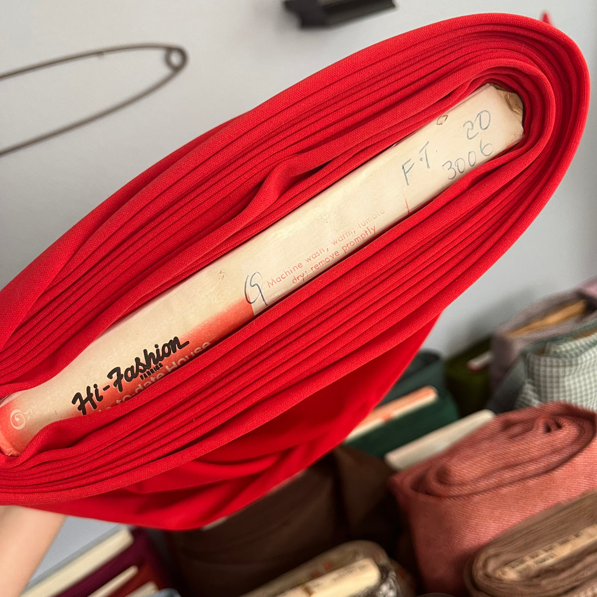 1970’s Bright Red Polyester Knit Fabric - BTY (K4)