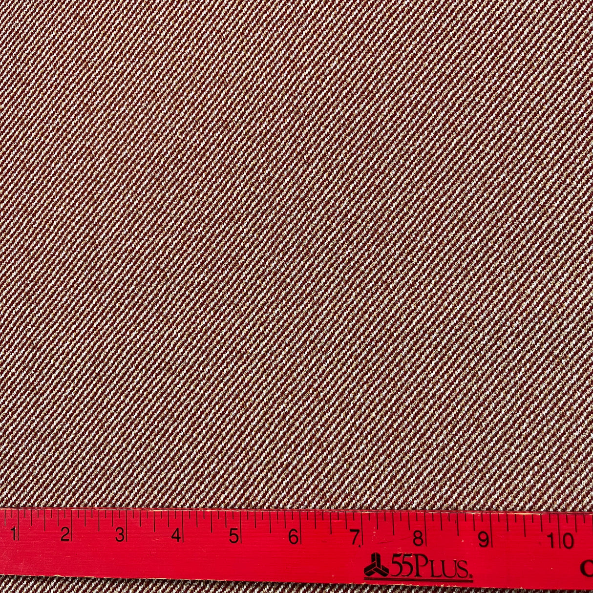 1960’s Diagonal Stripe Red and Cream Polyester Double Knit (K15)