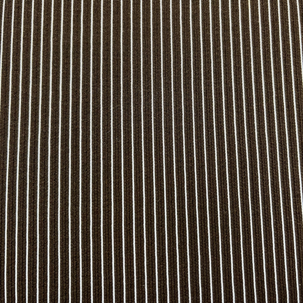 1970's Brown and White Striped Ribbed Fabric - Polyester - Piece (P173)