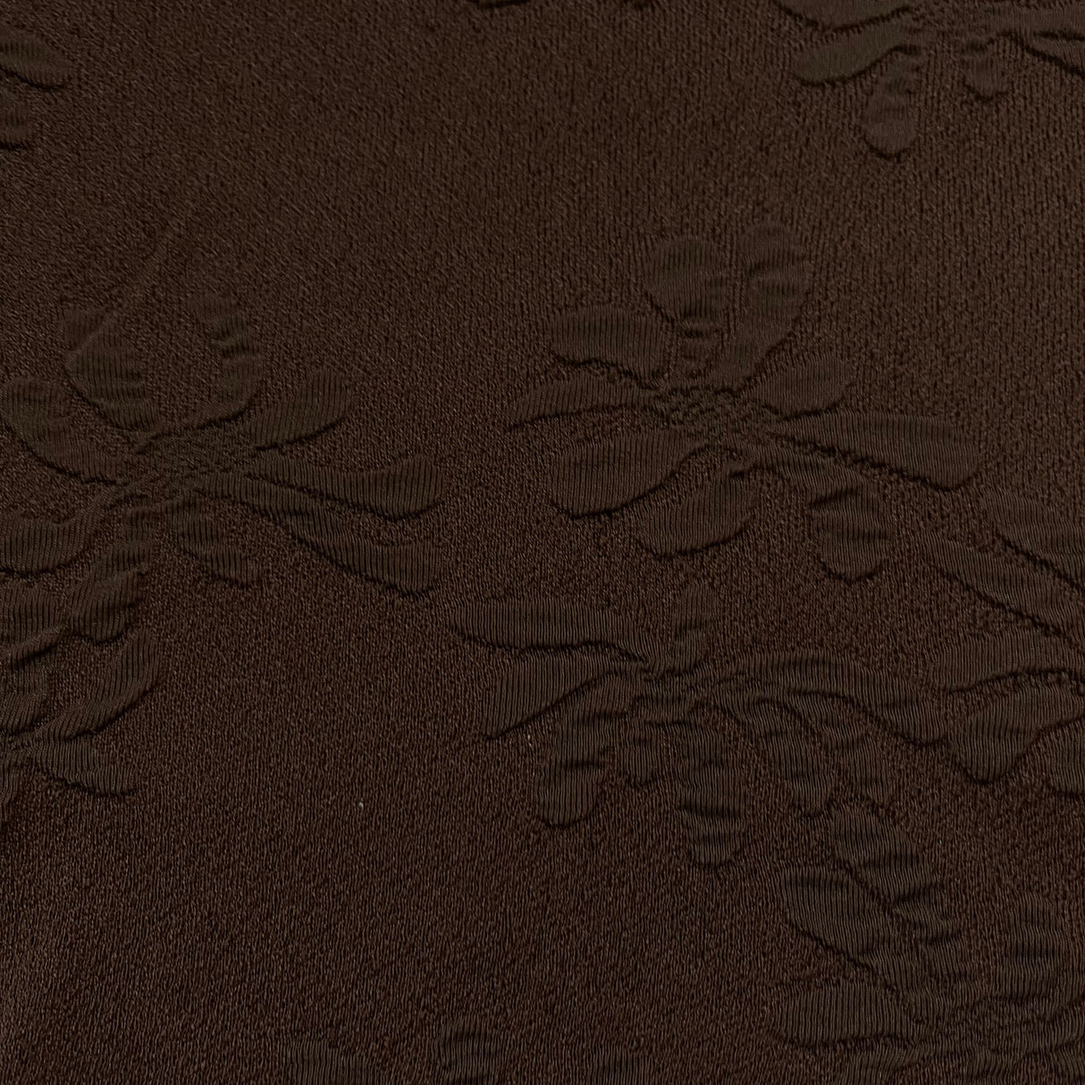 1970’s Dark Brown with Raised Floral Pattern Double Knit Polyester - BTY (G6)