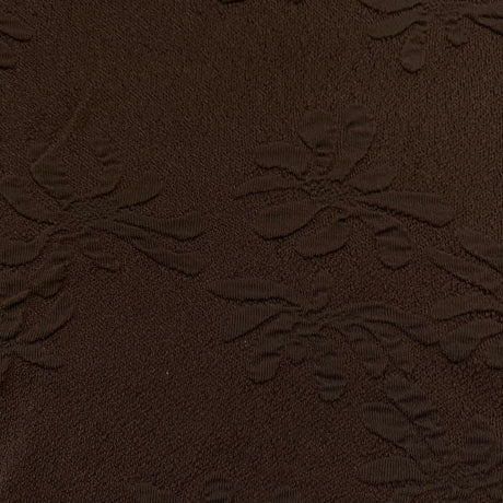 1970’s Dark Brown with Raised Floral Pattern Double Knit Polyester - BTY (G6)