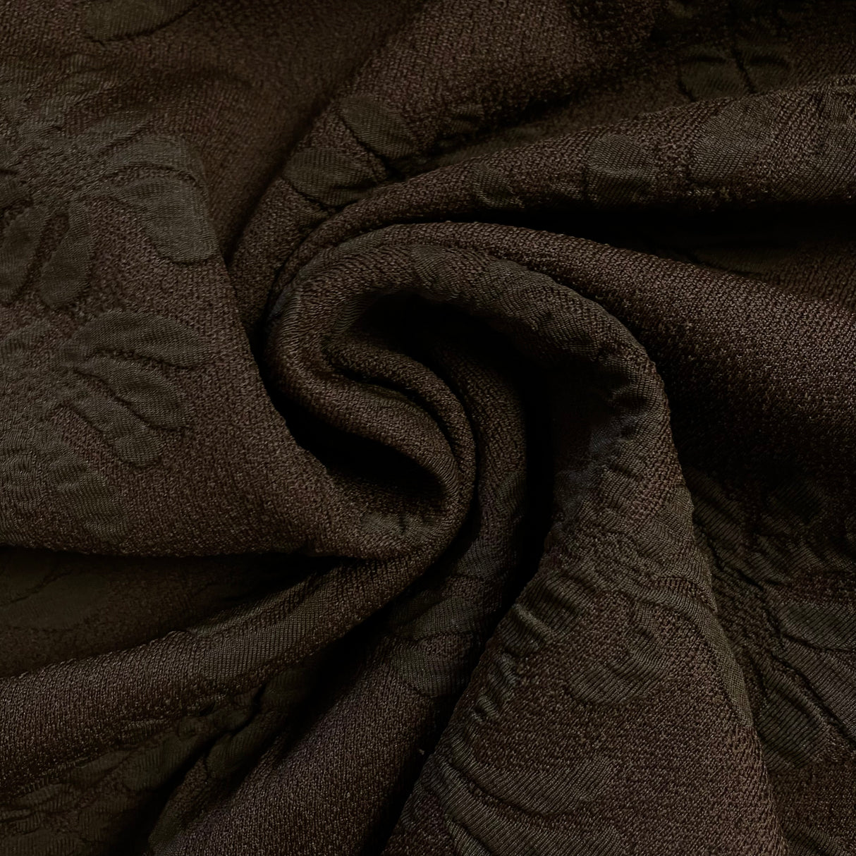 1970’s Dark Brown with Raised Floral Pattern Double Knit Polyester - BTY (G6)