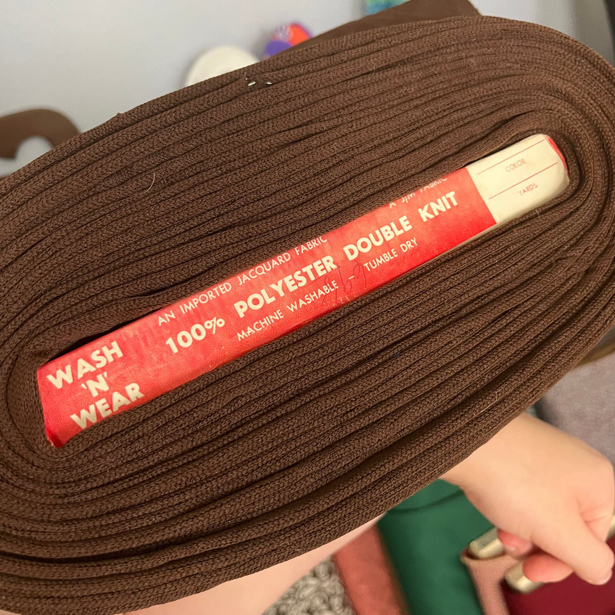 1970’s Dark Brown with Raised Floral Pattern Double Knit Polyester - BTY (G6)