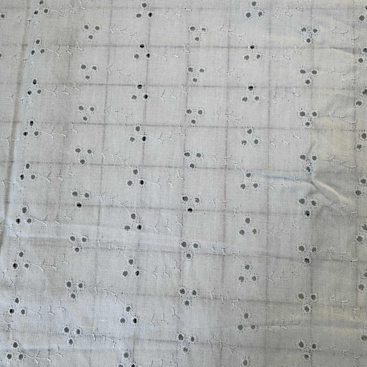 1970’s Light Blue Eyelet Cotton blend Fabric - (P202)