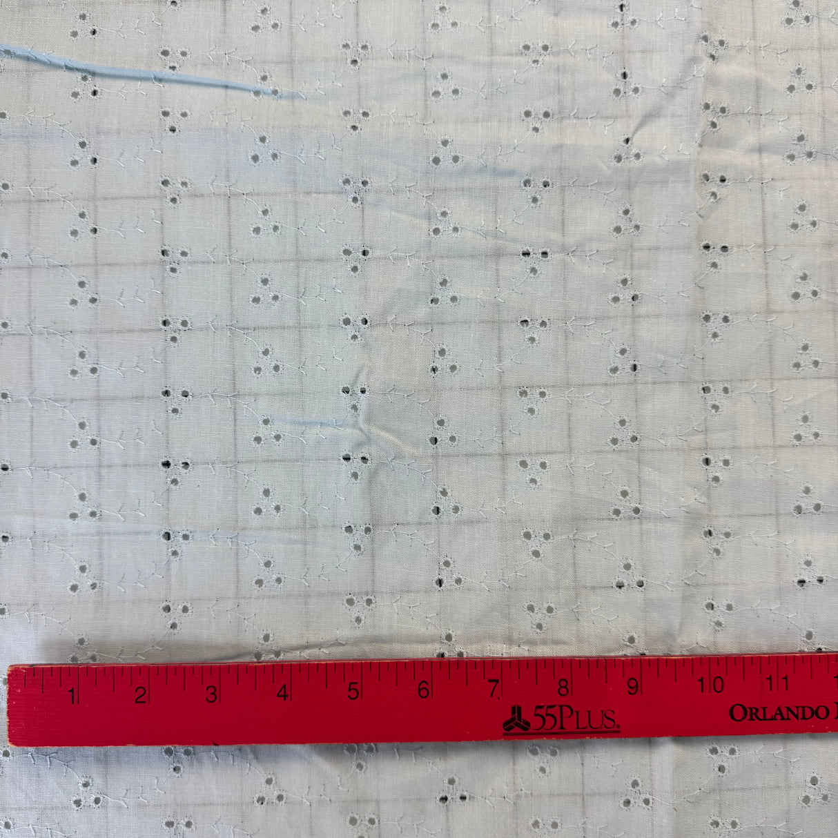 1970’s Light Blue Eyelet Cotton blend Fabric - (P202)