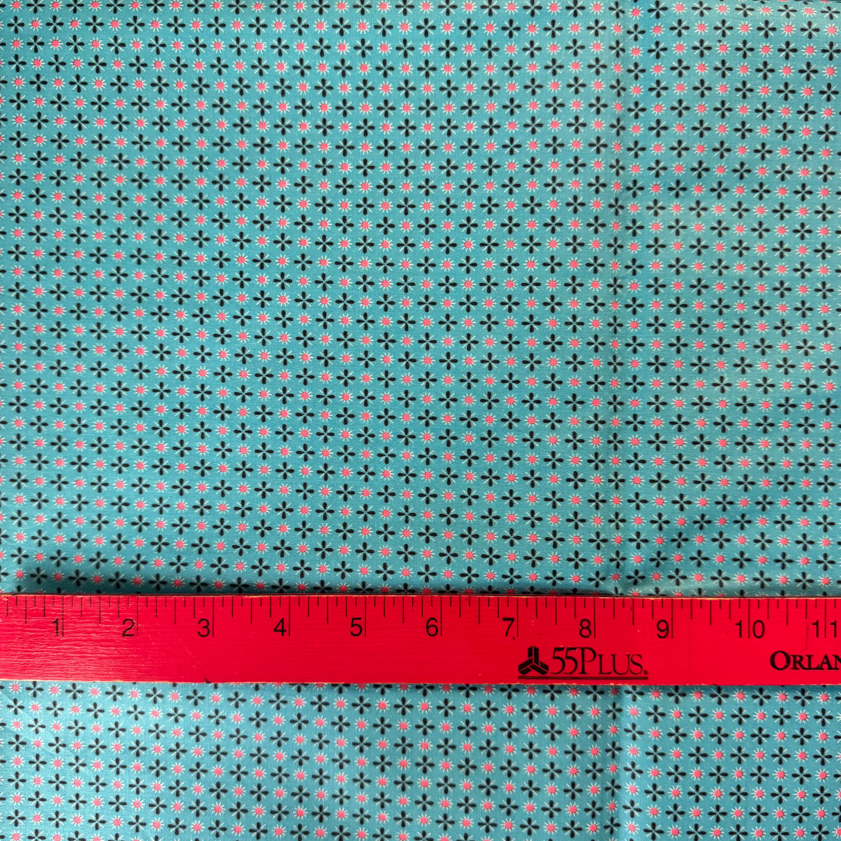 1950’s Aqua Blue with Black and Pink details Cotton Fabric - (P203)