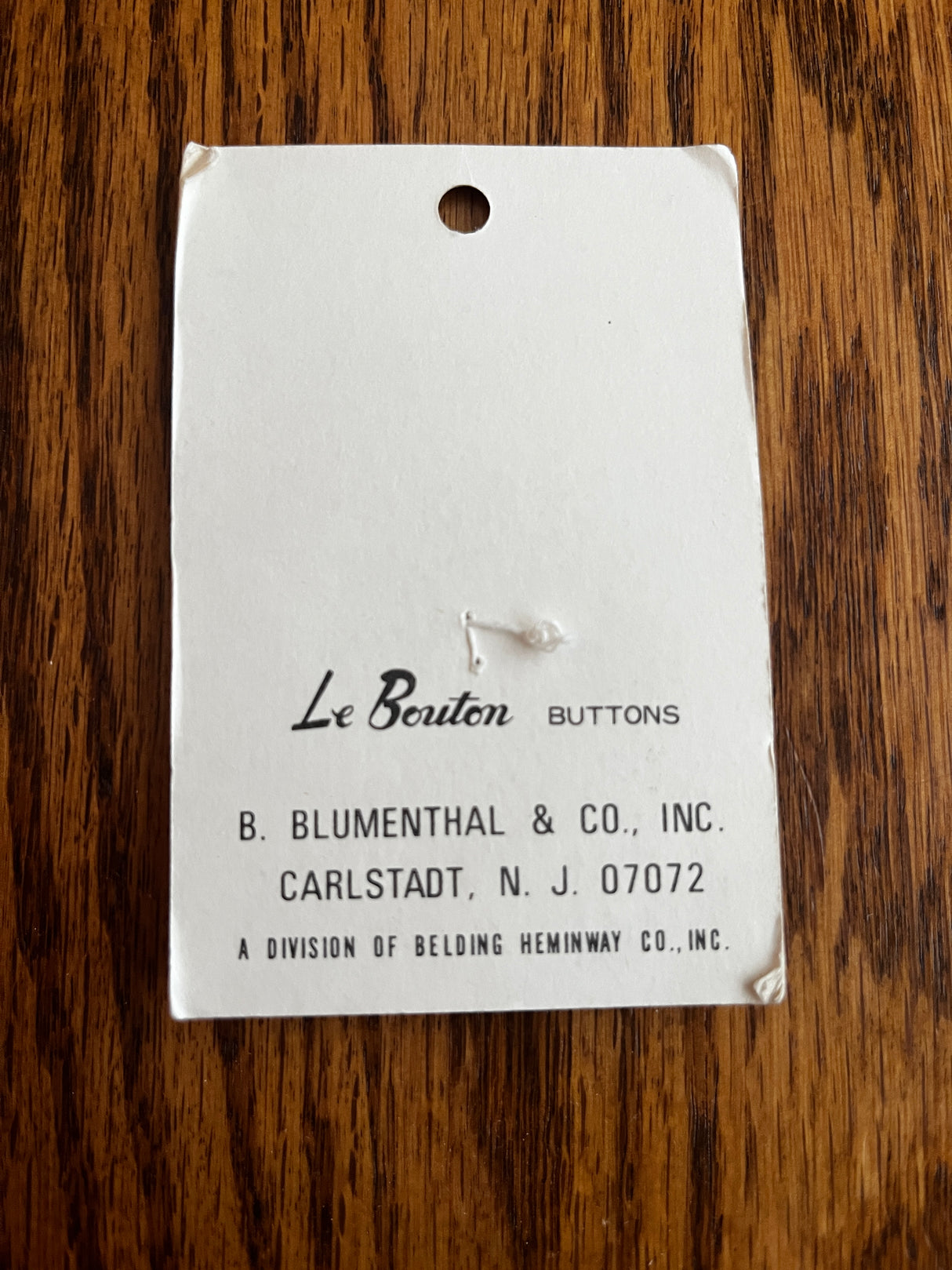 1960’s Le Bouton Pearlescent White Plastic Coat Button - Set of 1 - 1 3/4" - on card