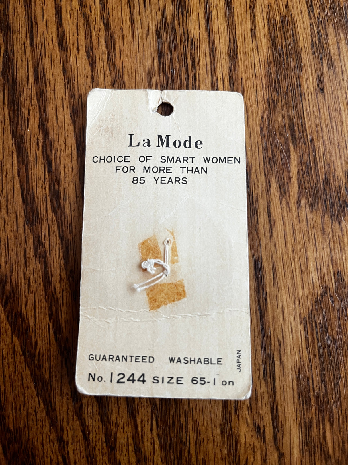 1960’s La Mode Pearlescent White Plastic Coat Button - Set of 1 - 1 5/8" - on card