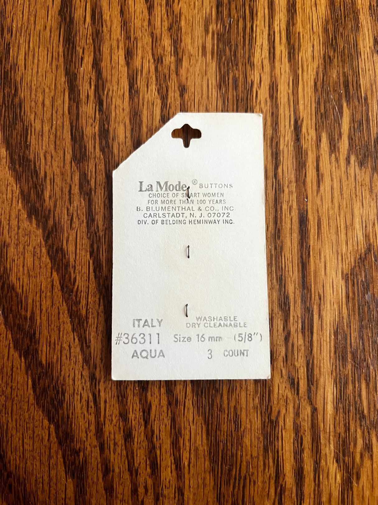 1980’s La Mode Light Blue Carved Plastic Matte Buttons - Set of 3 - 5/8" - on card