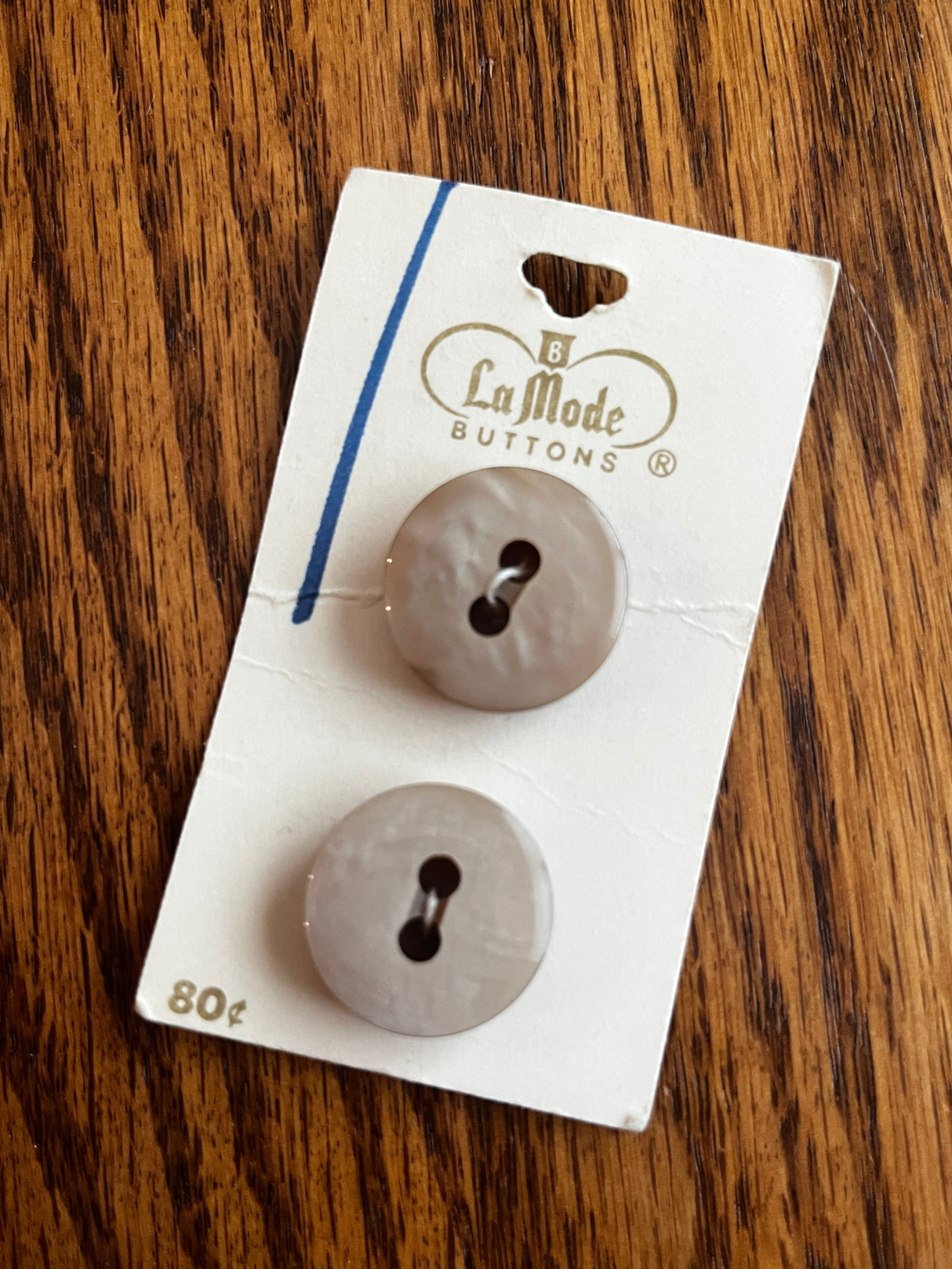 1970’s La Mode Beige Thick Plastic Buttons - Set of 2 - 7/8" - on card