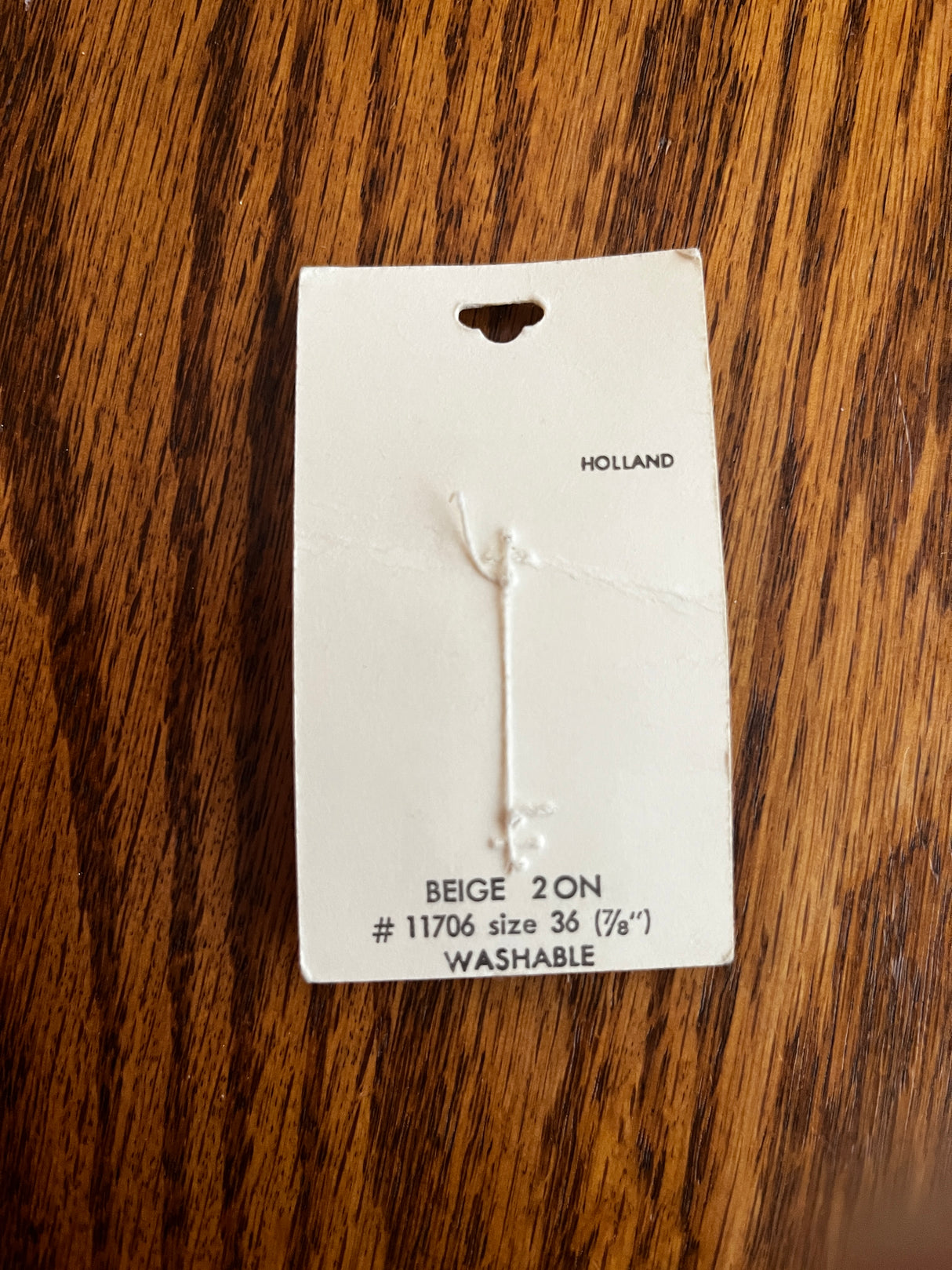 1970’s La Mode Beige Thick Plastic Buttons - Set of 2 - 7/8" - on card