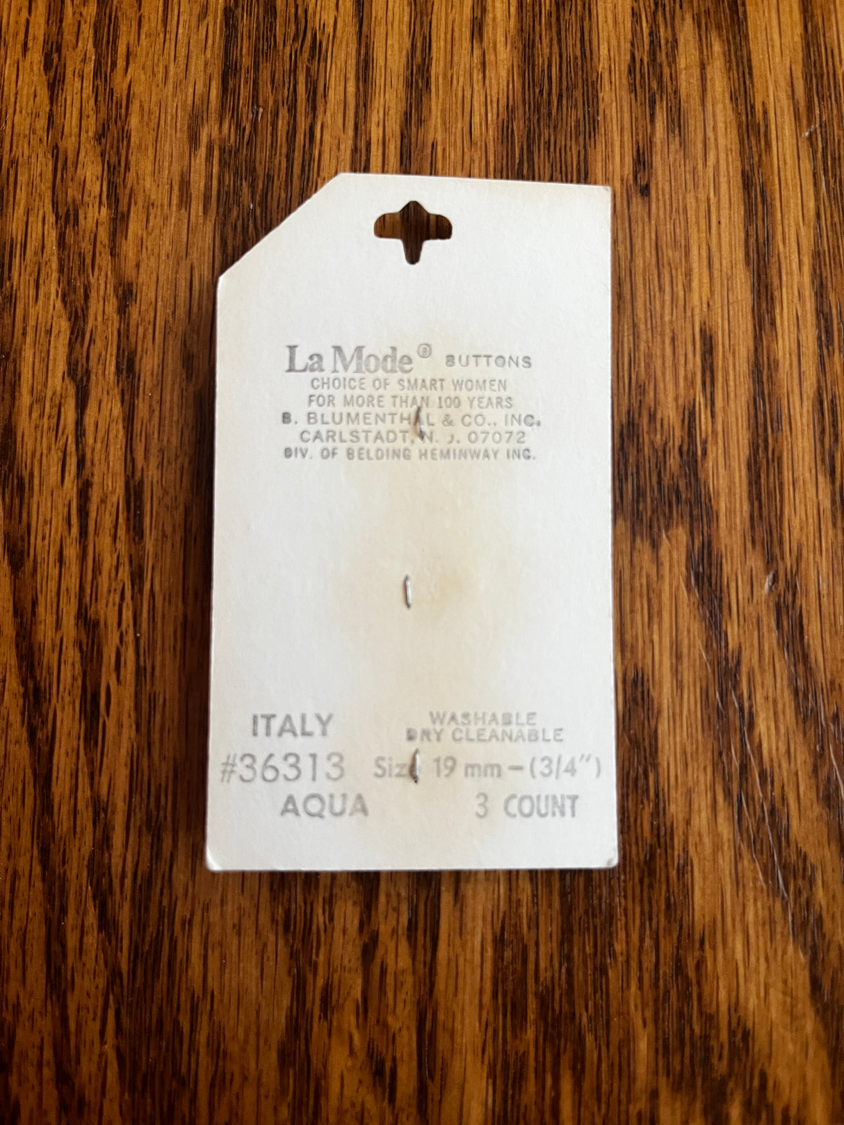 1980’s La Mode Light Blue Plastic Buttons - Set of 3 - 7/8" - on card