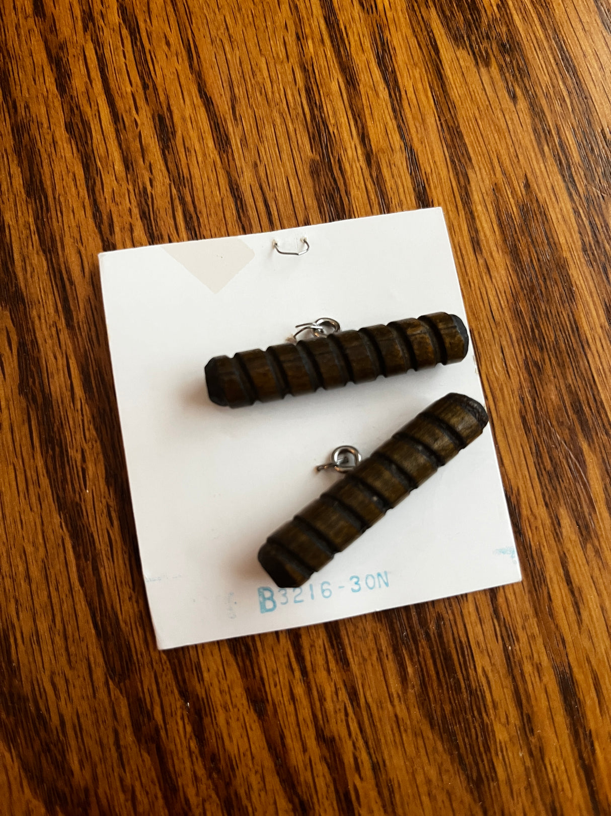 1970’s Le Bouton Carved Wooden Shank Buttons - 1 3/4" -  on card