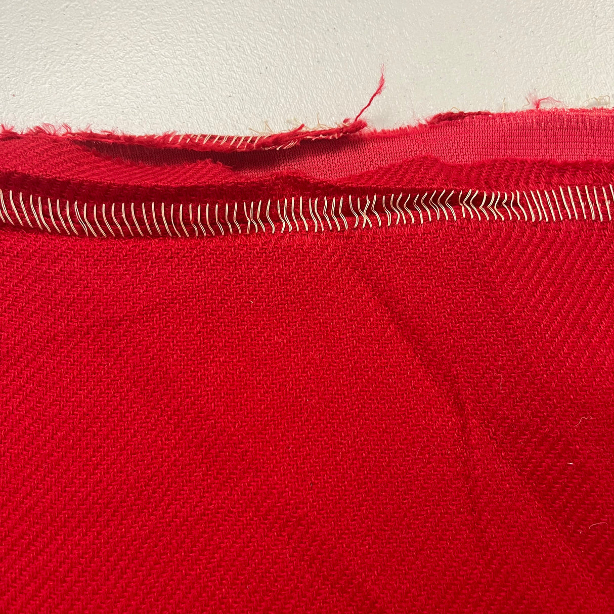 1970’s Bright Red Solid Color Bonded Fabric- Acrylic- BTY (J7)