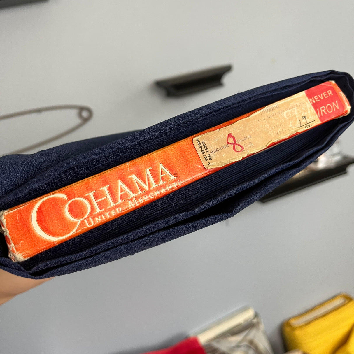 1970’s Cohama Navy Blue Slubby Solid Poly Fabric - BTY (S15)