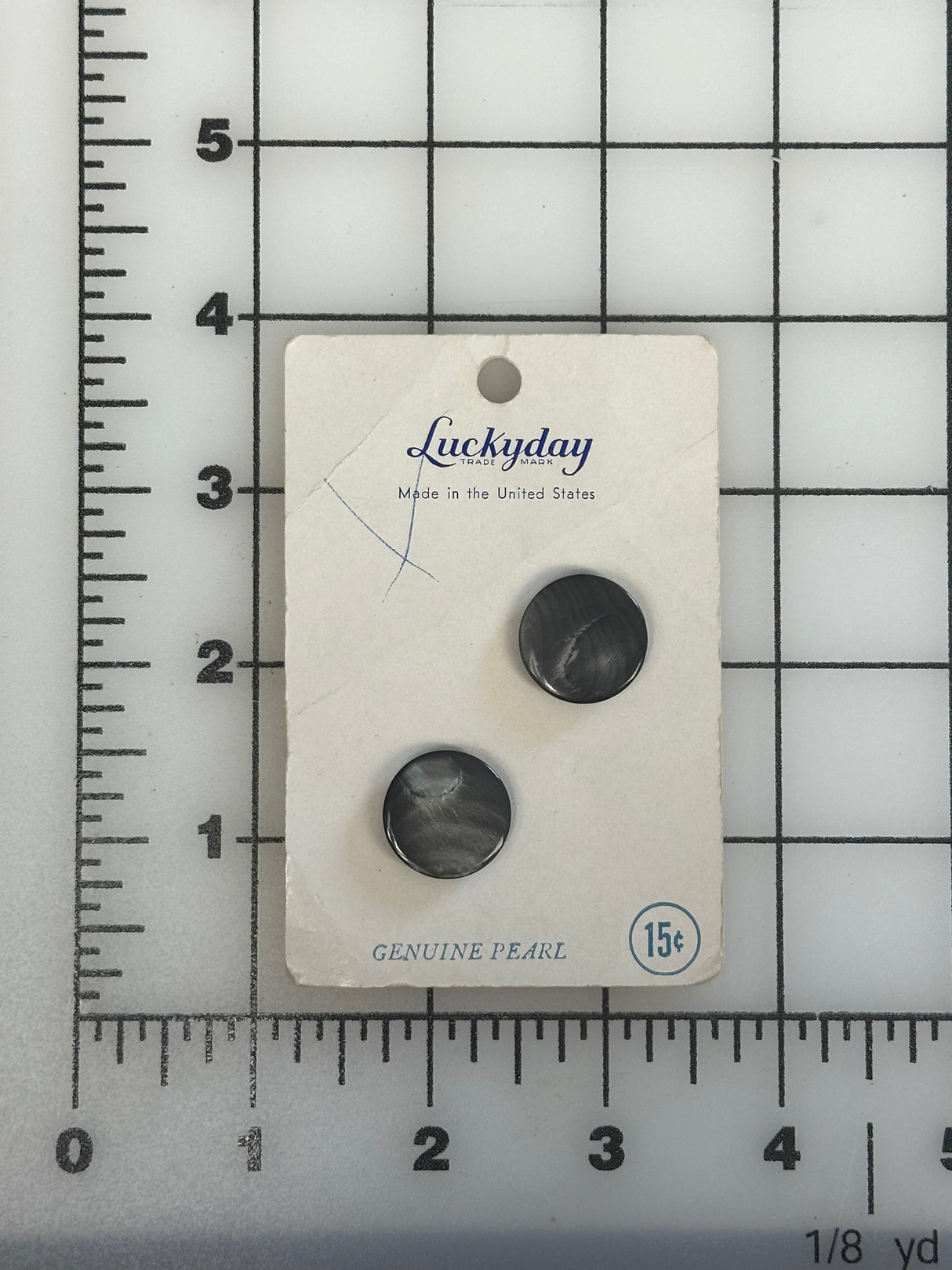 1960’s Luckyday Pearl Buttons - Set of 2 - 3/4" - on card