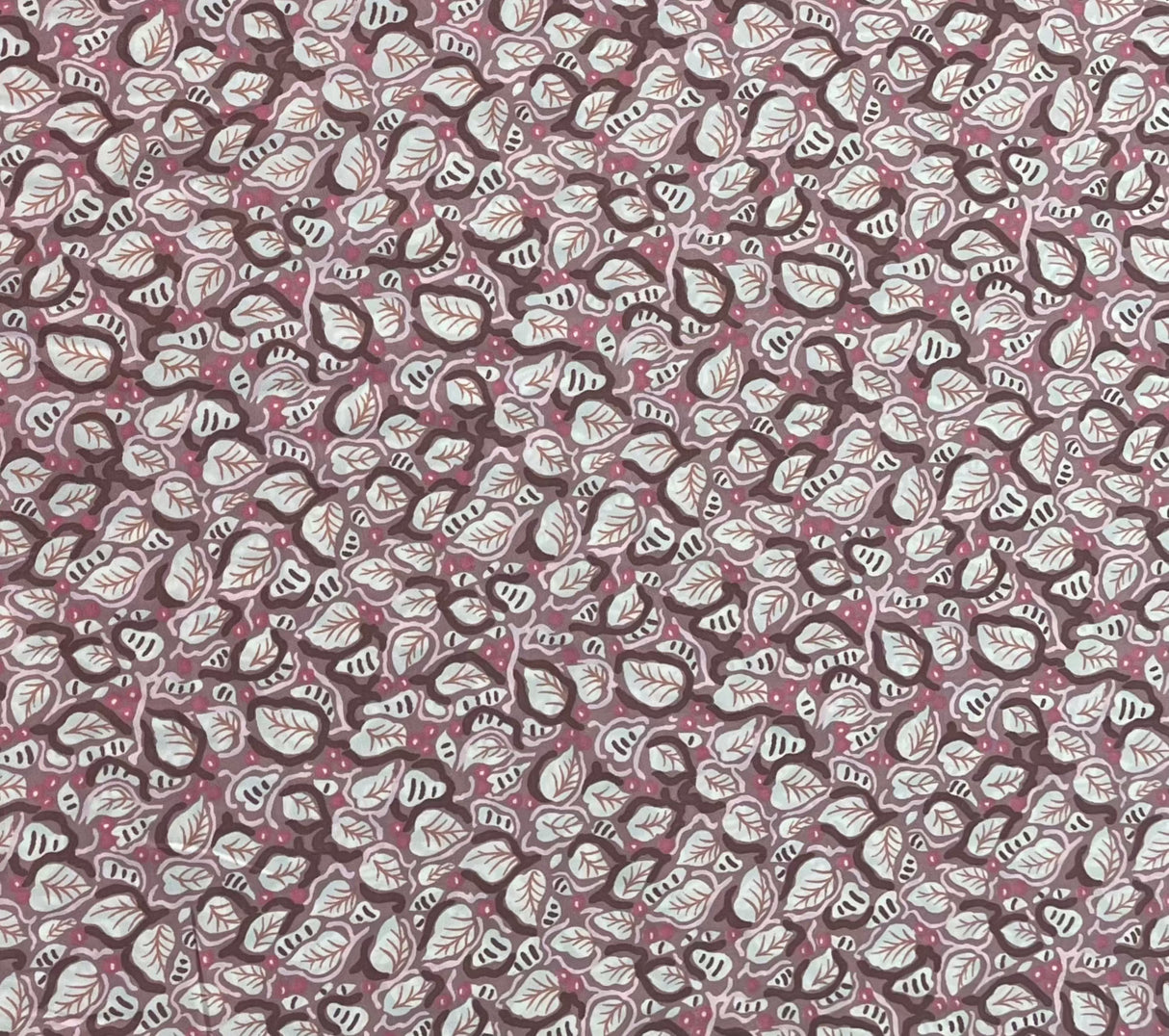 1970's Pink and Brown Leaves - Polyester - Piece (P176)