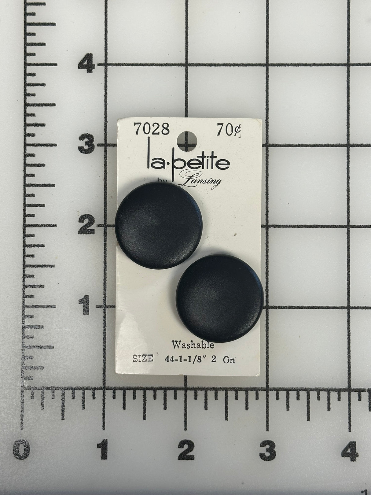 1980’s La Petite by Lansing Black Plastic Buttons - Set of 2 - 1 1/8" - on card