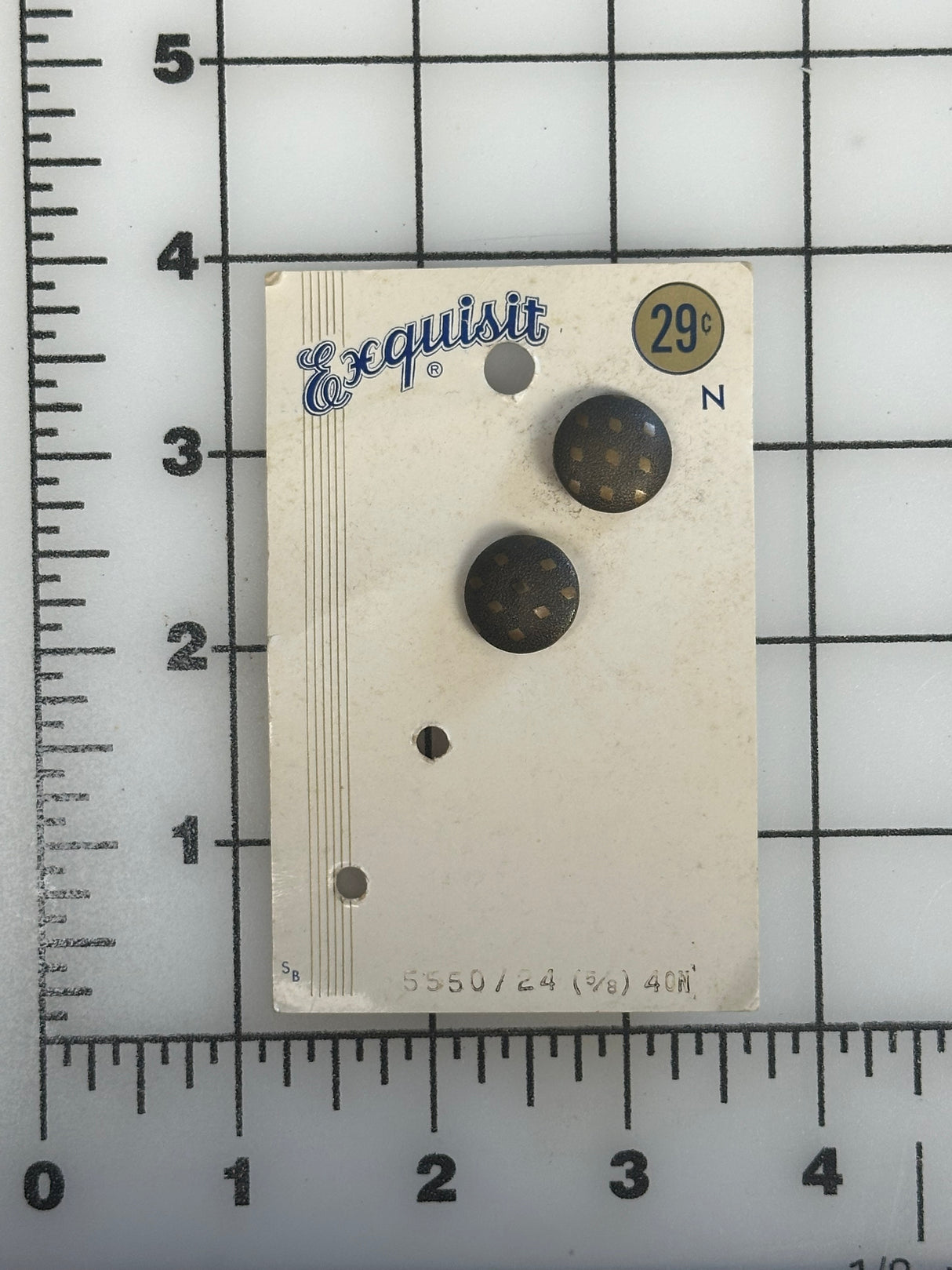 1960’s Exquisit Brown Metal Shank Buttons - Set of 2 - 5/8" -  on card