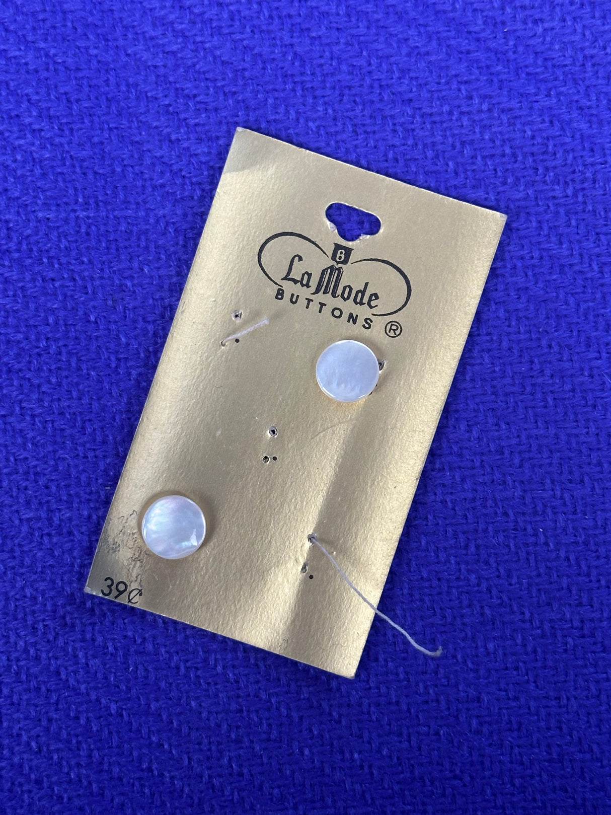 1960’s La Mode Mother of Pearl Shank Buttons - Set of 2 - 7/16" - on card