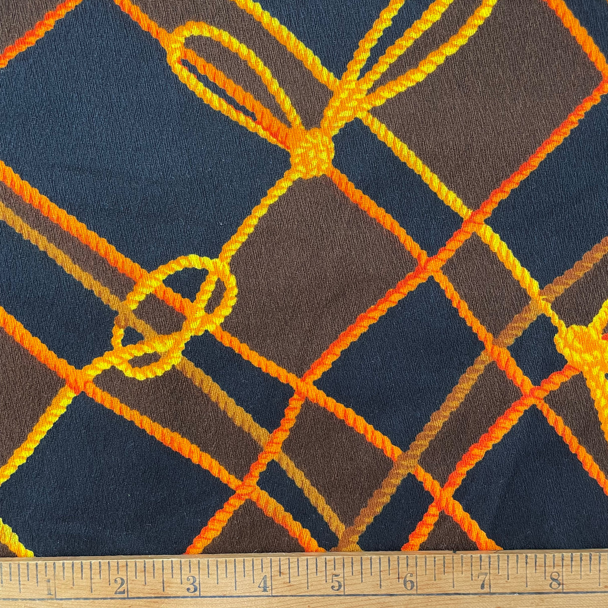 1970's Rope Print Cotton Barkcloth Fabric - Pink or Orange - BTY (S40)