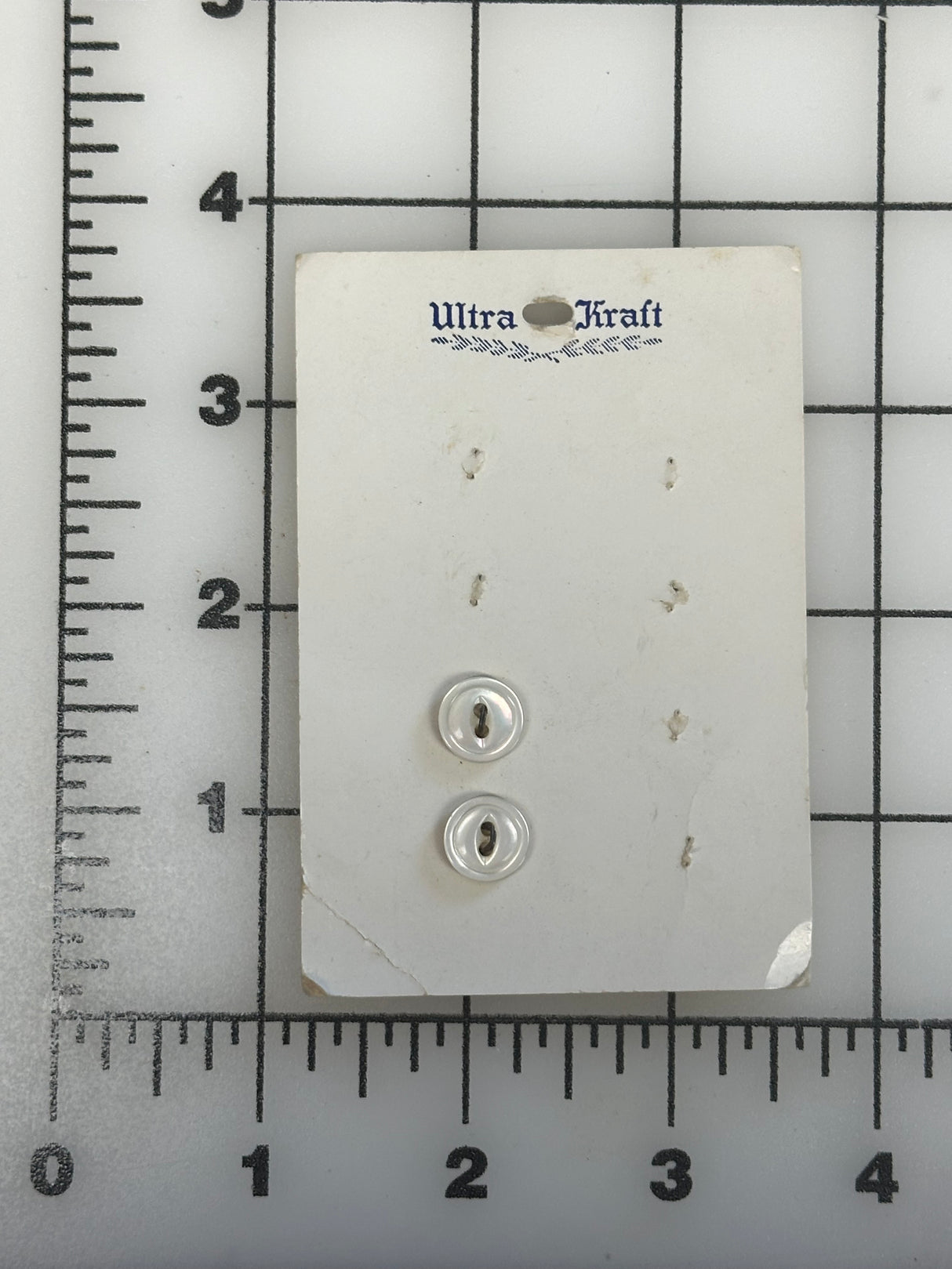 1960’s Ultra Kraft White Mother of Pearl Buttons - Set of 2 - 3/8" -  on card