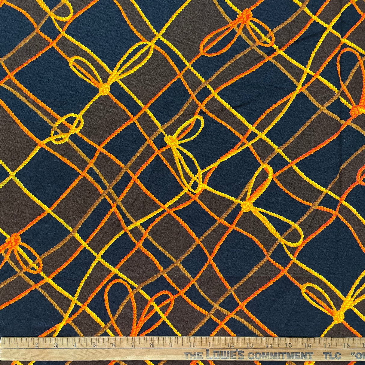 1970's Rope Print Cotton Barkcloth Fabric - Pink or Orange - BTY (S40)