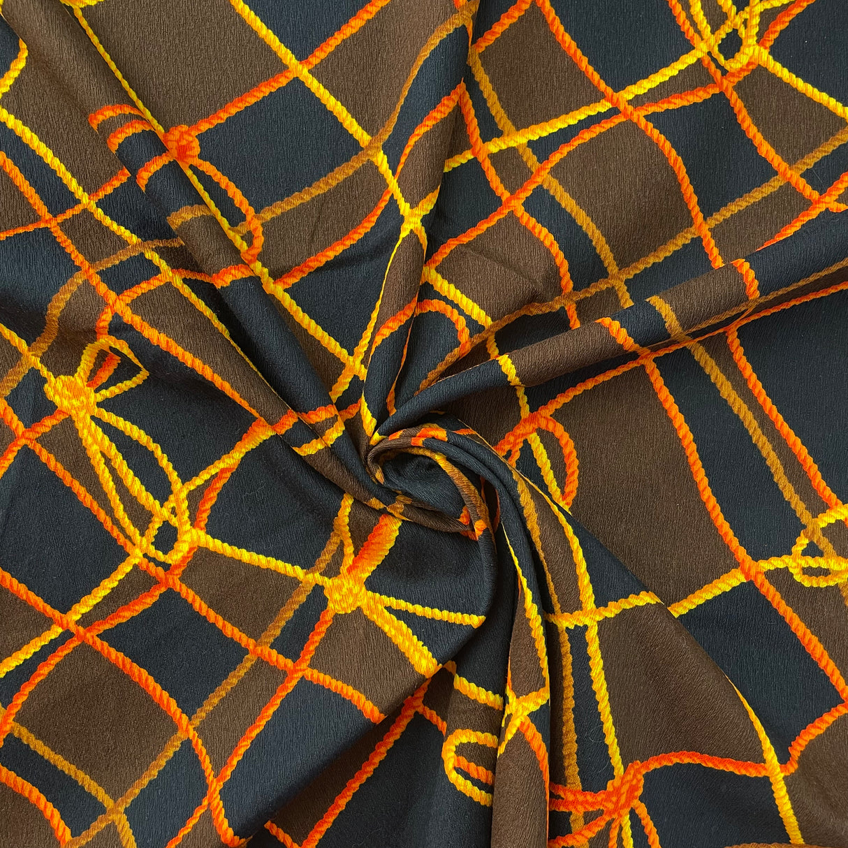 1970's Rope Print Cotton Barkcloth Fabric - Pink or Orange - BTY (S40)