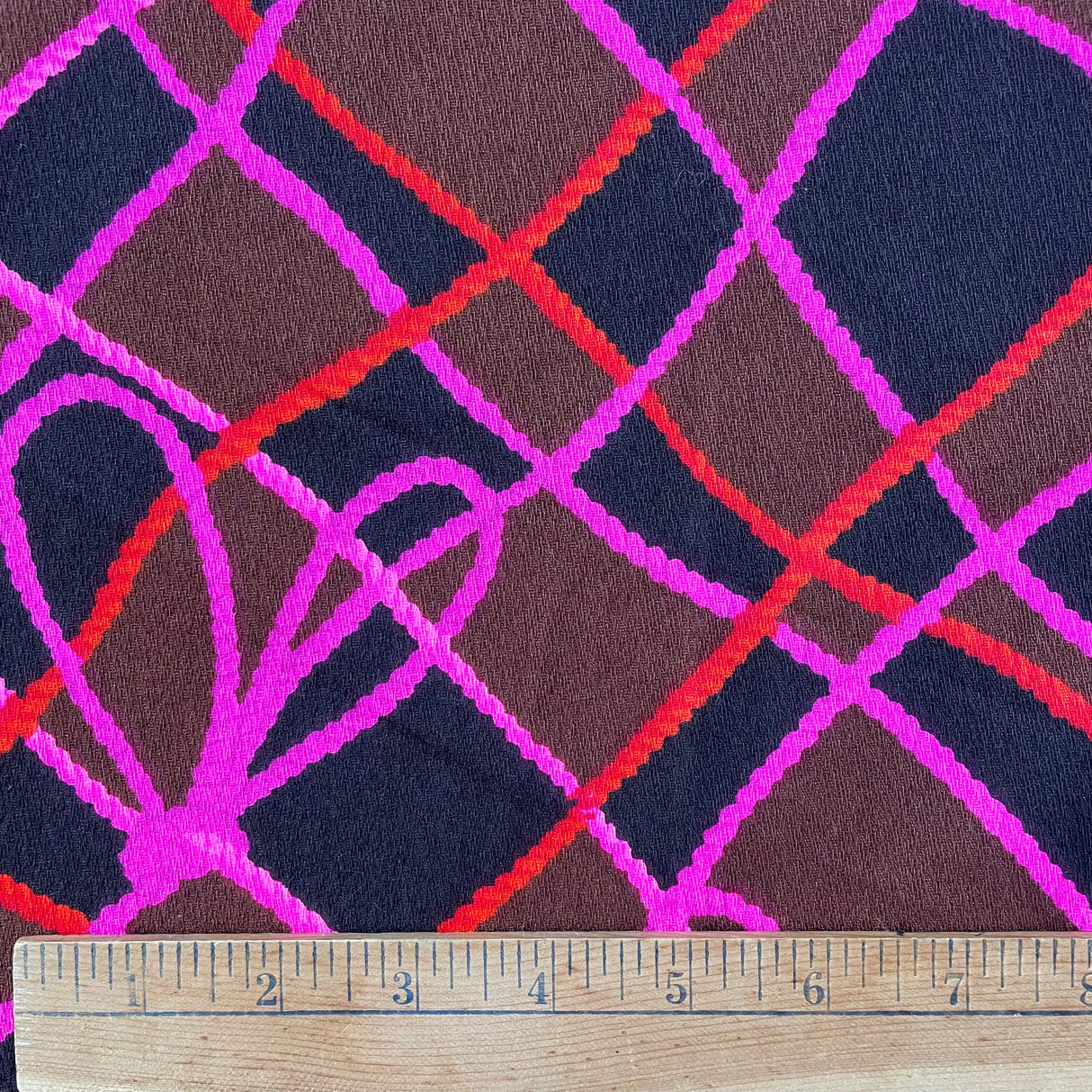 1970's Rope Print Cotton Barkcloth Fabric - Pink or Orange - BTY (S40)