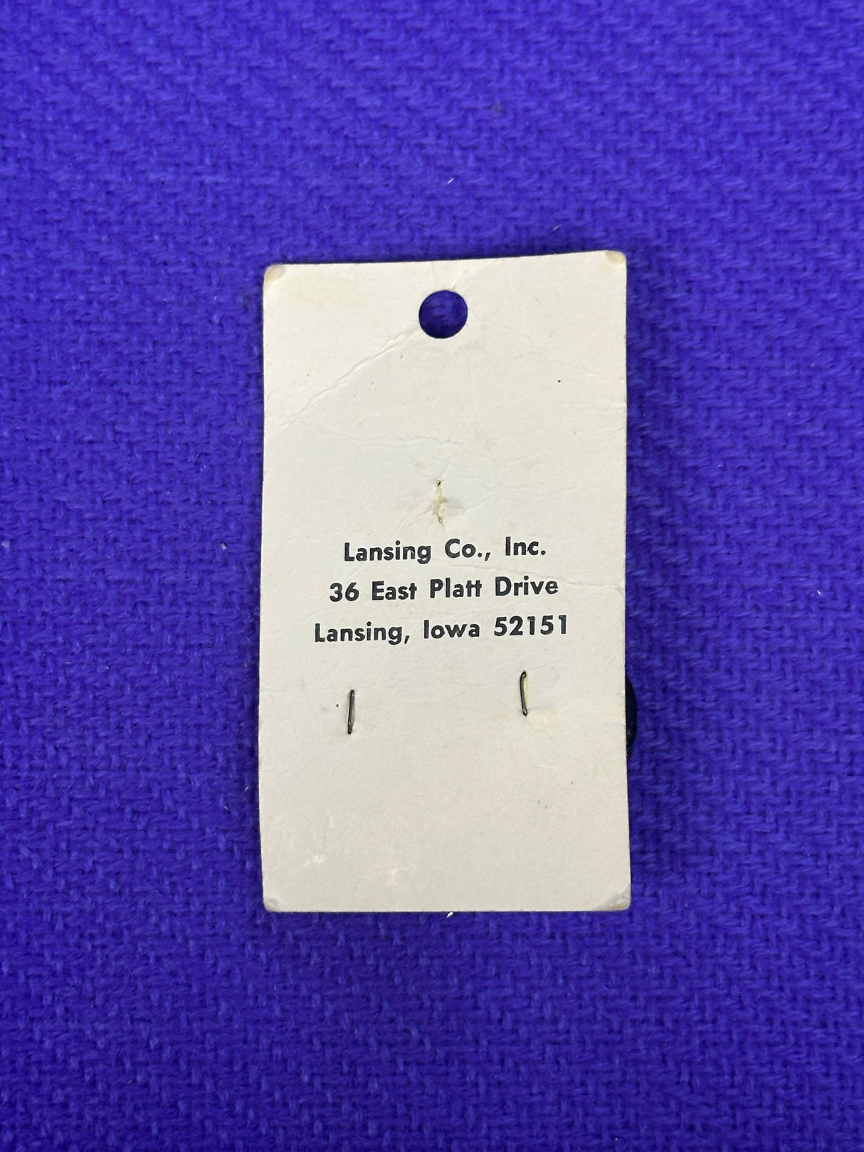 1980’s La Petite by Lansing Black Plastic Shank Button - 7/8" -  on card