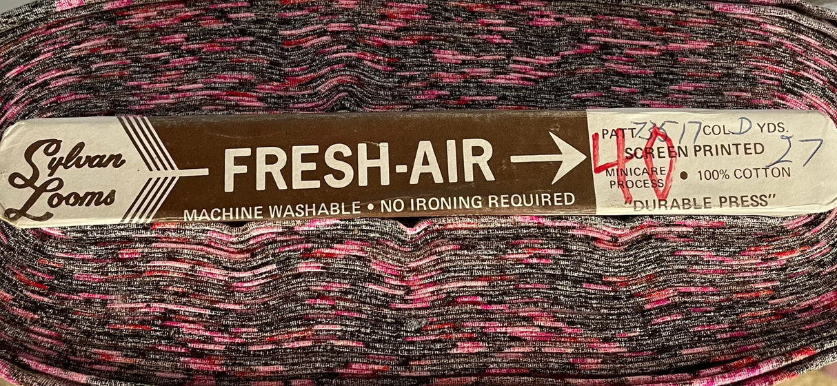 1970's Rope Print Cotton Barkcloth Fabric - Pink or Orange - BTY (S40)