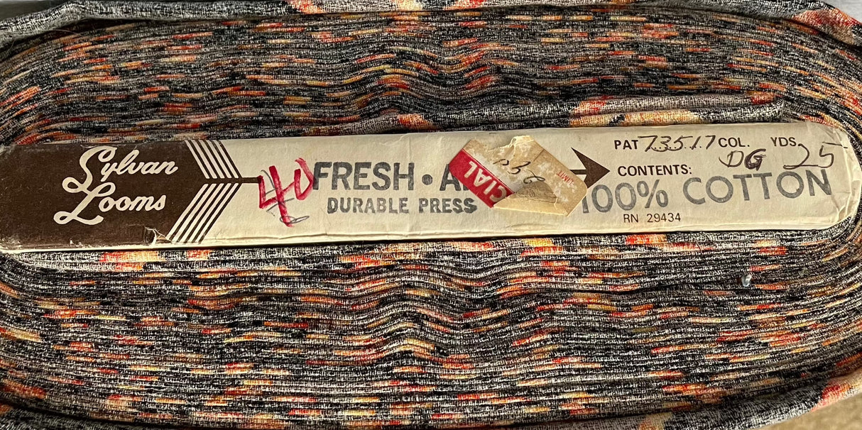 1970's Rope Print Cotton Barkcloth Fabric - Pink or Orange - BTY (S40)