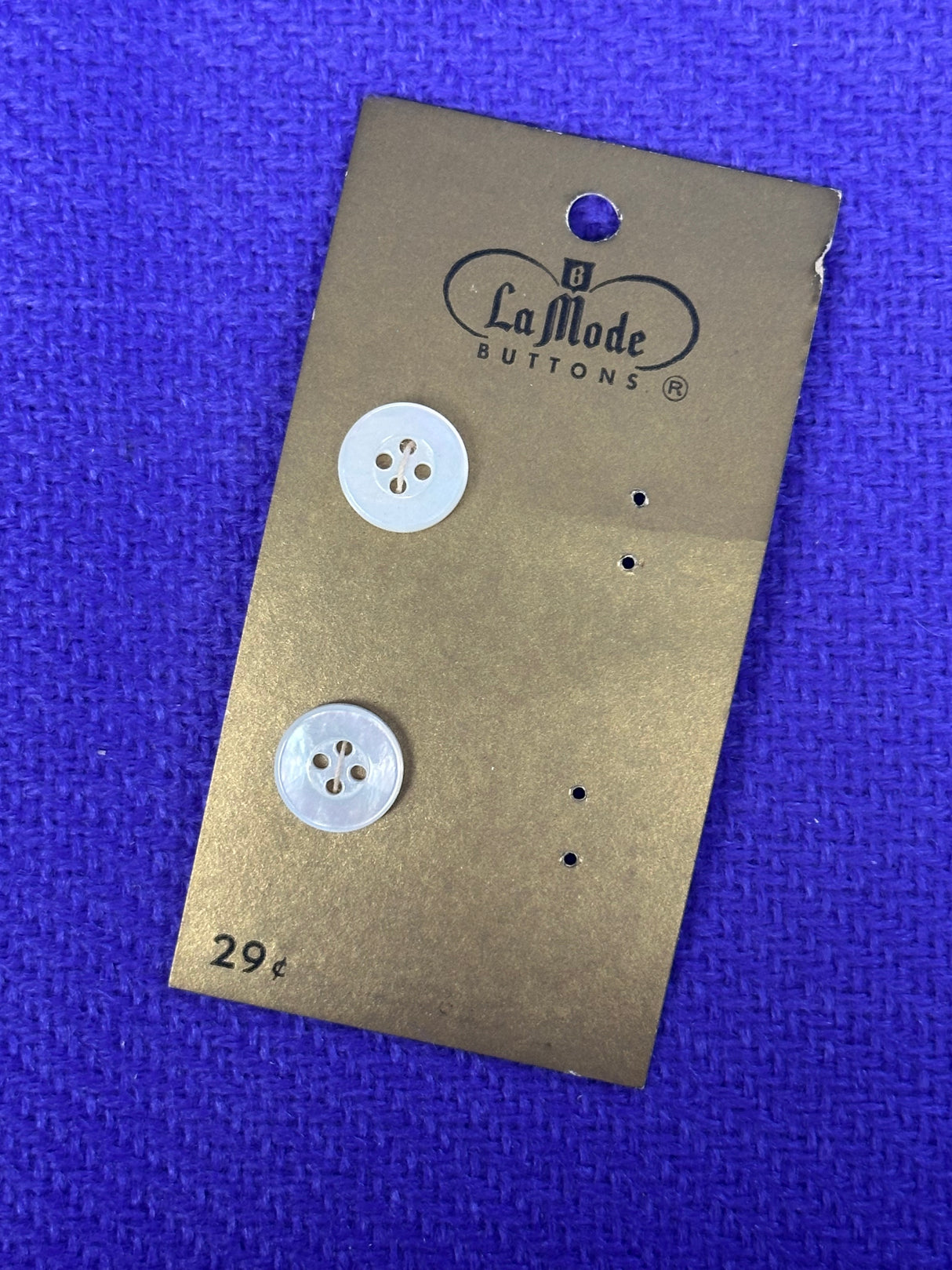 1960’s La Mode Mother of Pearl Buttons - Set of 2 - 1/2" - on card
