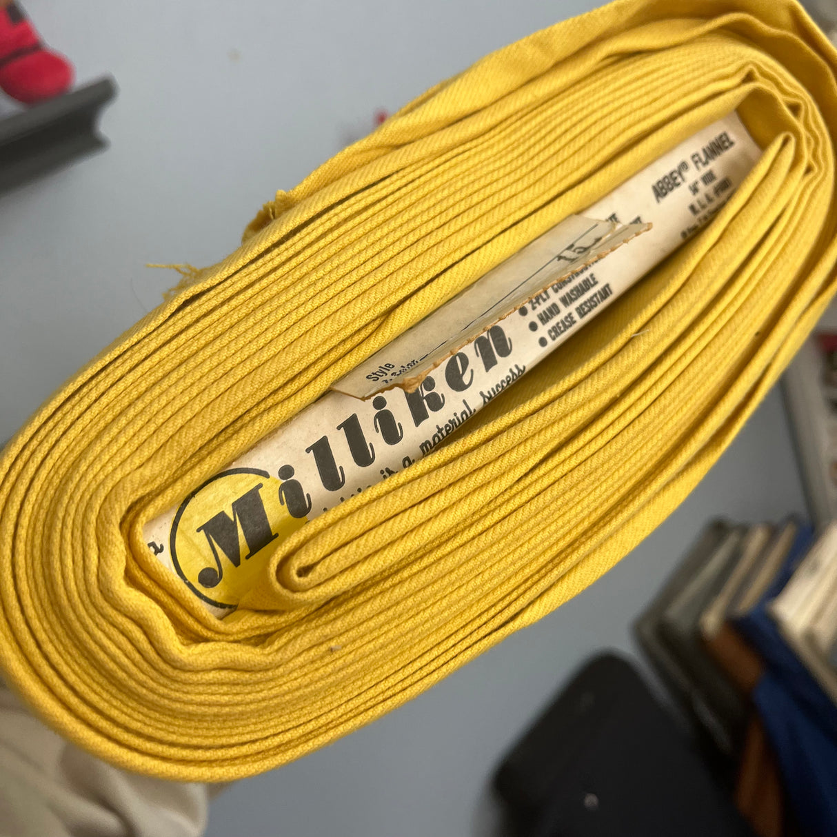 1970's Sunshine Yellow Abbey Flannel Fabric - Rayon/Acetate Blend - BTY (G2)