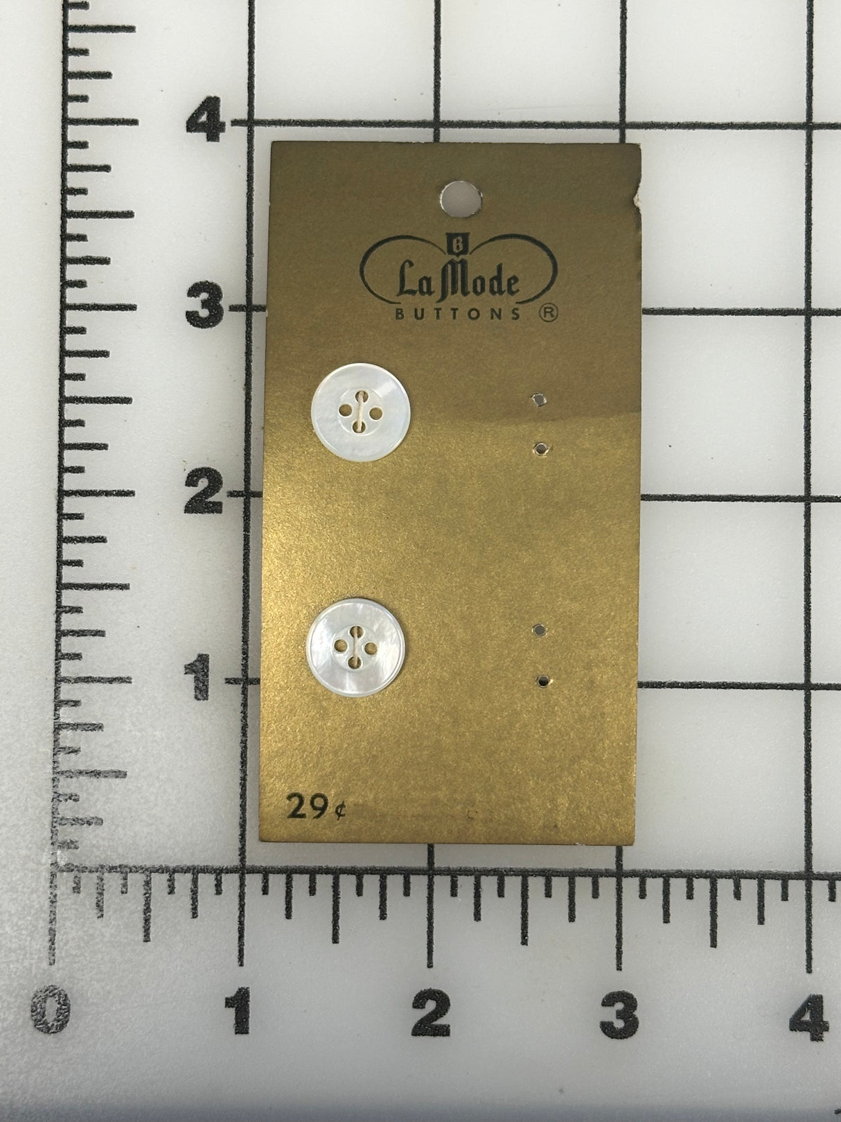 1960’s La Mode Mother of Pearl Buttons - Set of 2 - 1/2" - on card