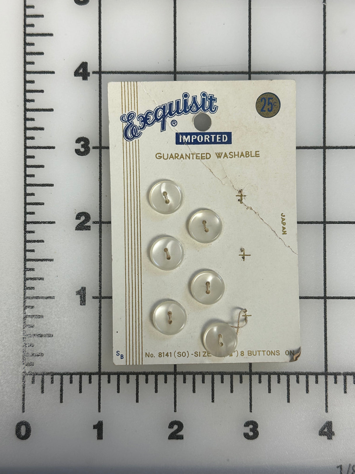 196’s Exquisit White Buttons - Set of 6 - 7/16" -  on card