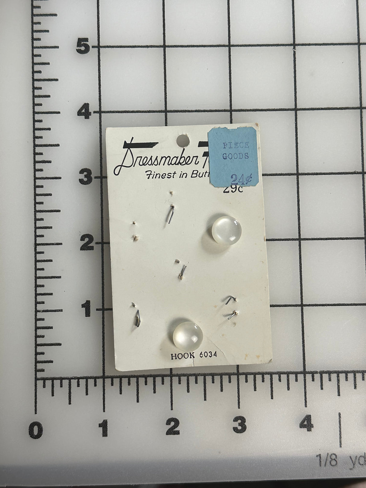 1970’s Dressmaker Fashions White Pearlescent Shank Buttons - set of 2 - 3/8" -  on card