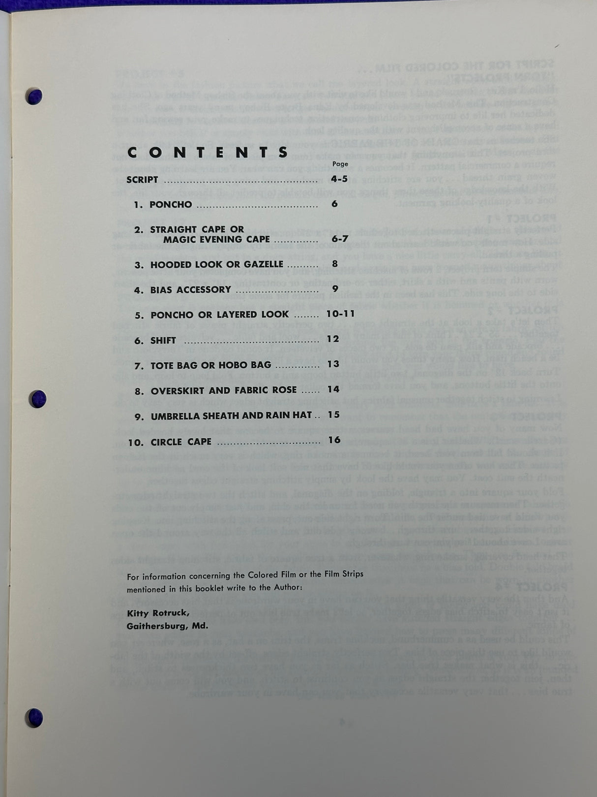 1960’s Torn Projects Booklet by Kitty Rotruck