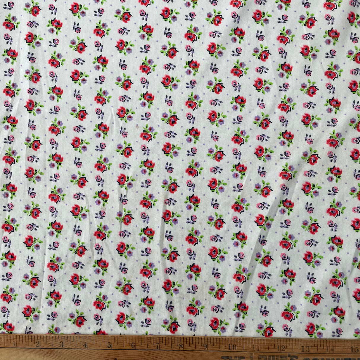 1970's Purple and Pink Floral on White - BTY
