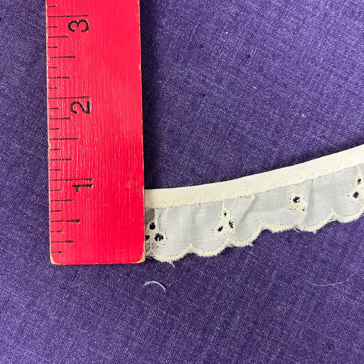 1970’s Cream Gathered Floral Single Eyelet Trim - Cotton Blend - BTY (TR8)