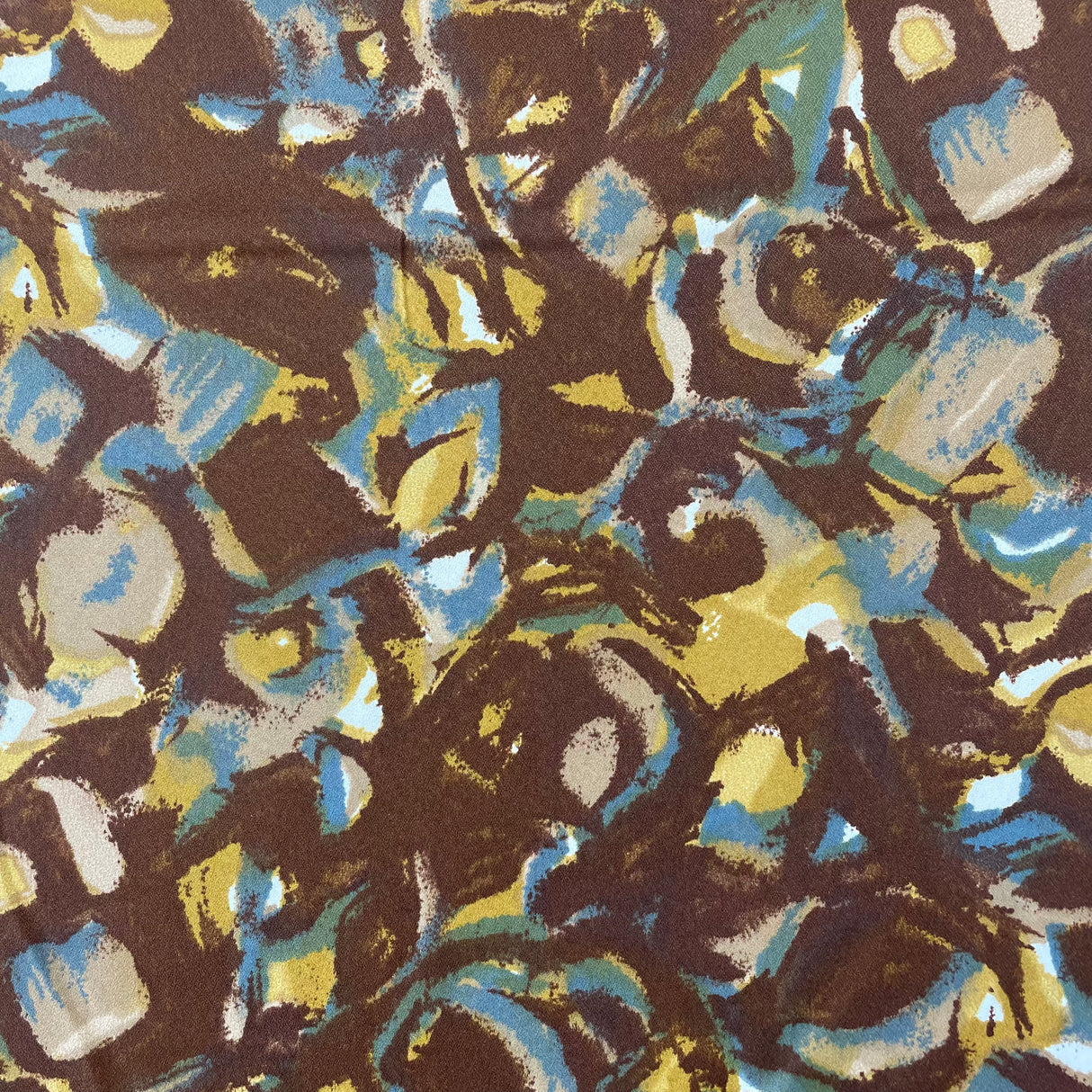 1970’s Brown and Blue Abstract Polyester - P67