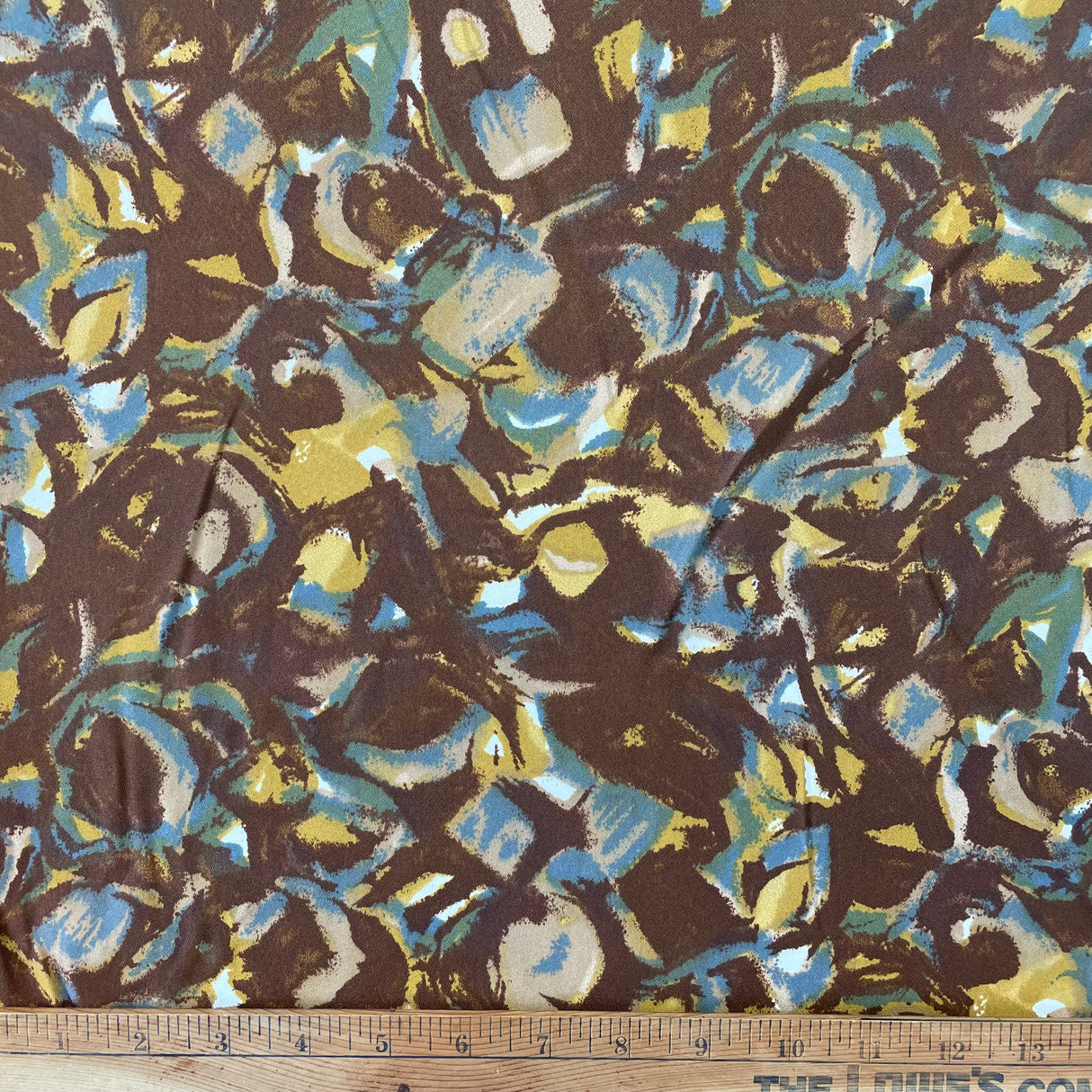 1970’s Brown and Blue Abstract Polyester - P67