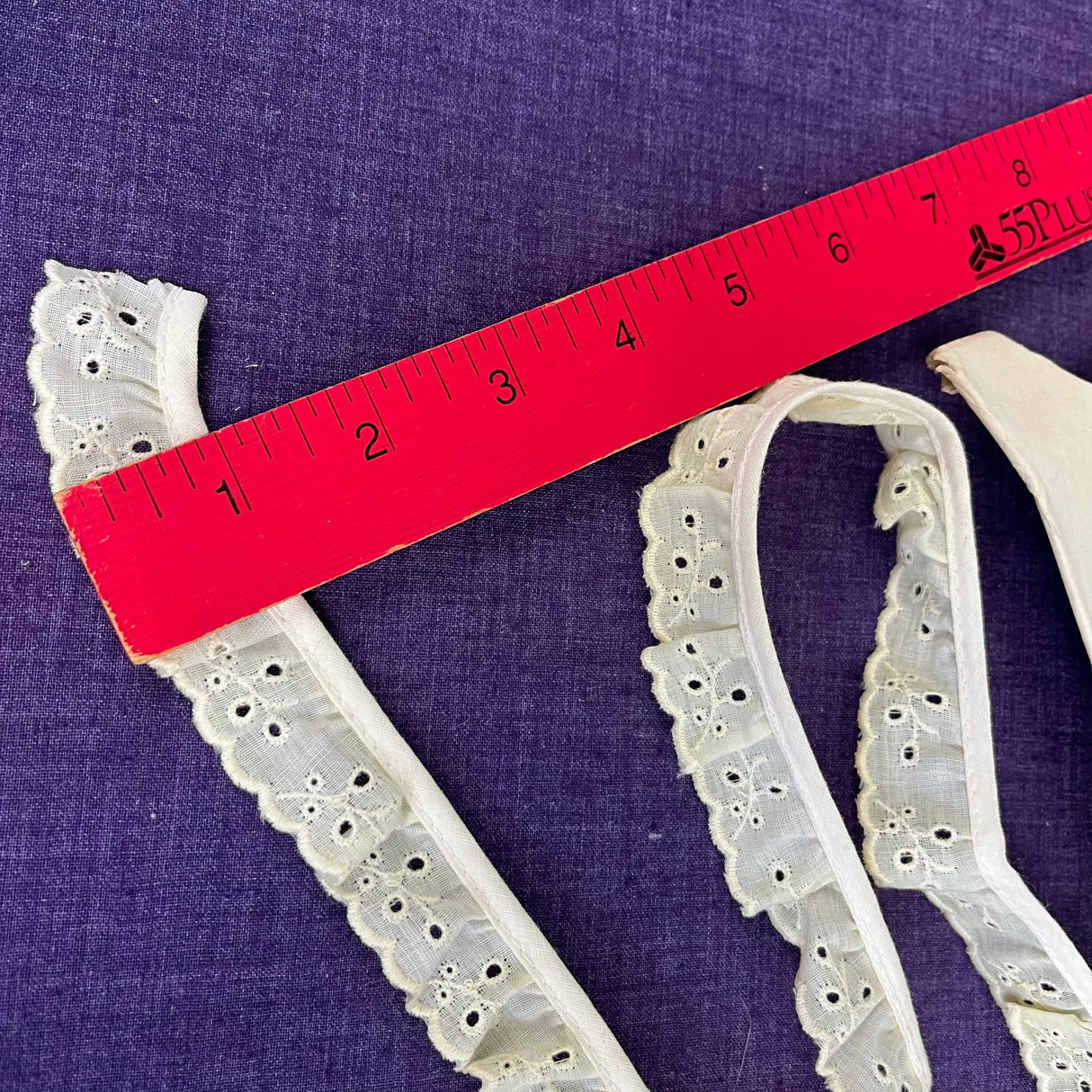 1970’s Pale Yellow Vine Eyelet Scallop Trim - Poly/Cotton - BTY (TR40)